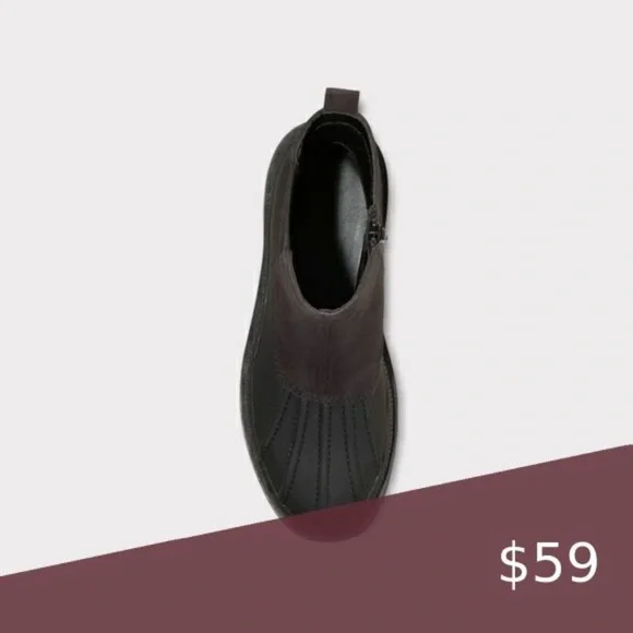 Ella Chelsea Duck Boots Universal Thread Black Chunky Combat Boots Water Repelle - Picture 3 of 3